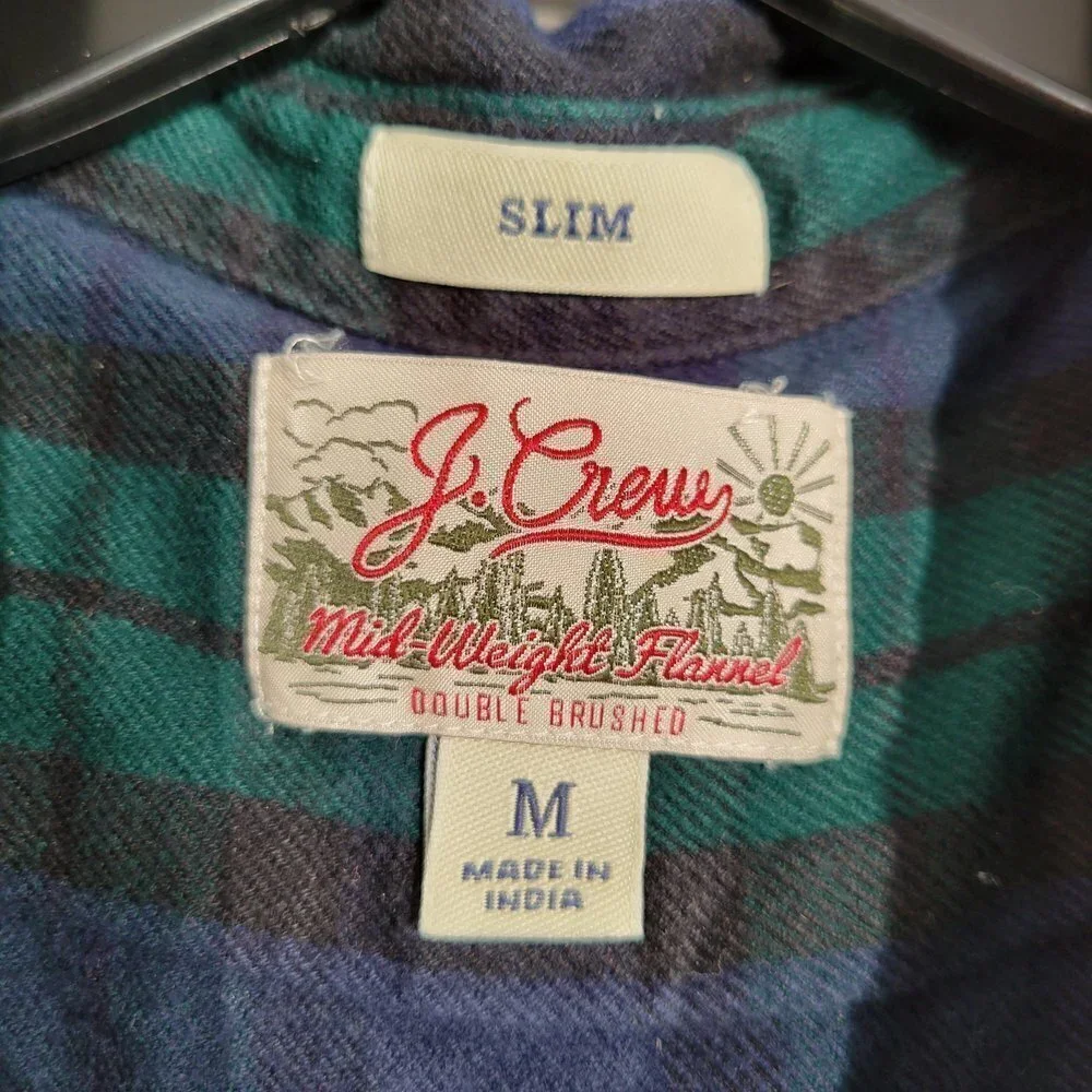 J. Crew Mid-Weight Flannel Double Brushed Slim Button Up Long Sleeve Shacket Med